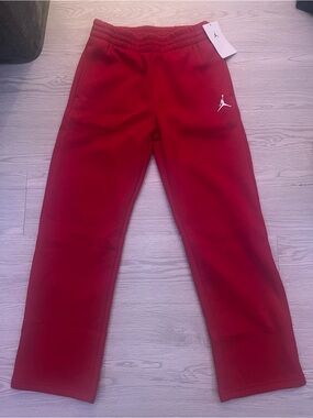 Jordan Red Kids Fleece Joggers with Jumpman Logo size 10 - 12 years